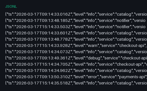 Preview of Structured Log: Clock Skew Across Three Hosts (jsonl)