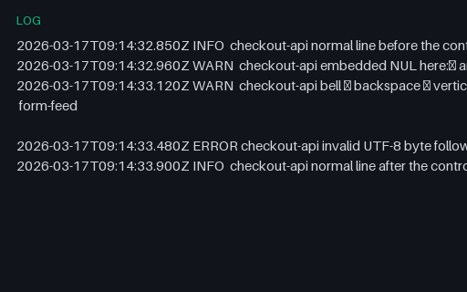 Preview of Plain-Text Log: NUL, Control Bytes and Invalid UTF-8 (log)