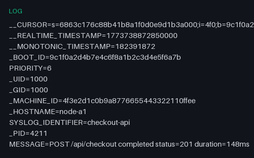 Preview of systemd Journal: Export Format Entries (log)