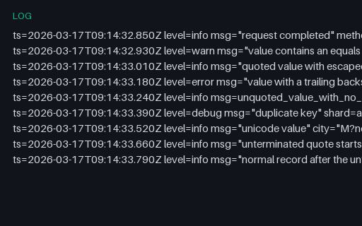 Preview of logfmt: Quoting, Escaping and Bare-Key Edge Cases (log)