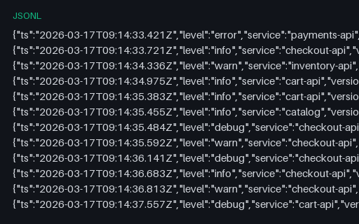 Preview of Structured Application Log: 300 JSON Lines (jsonl)