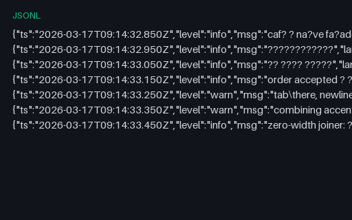 Preview of Structured Log: Unicode, RTL, Emoji and Control Characters (jsonl)