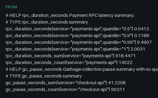 Preview of Prometheus Exposition: Summary with and without Quantiles (prom)