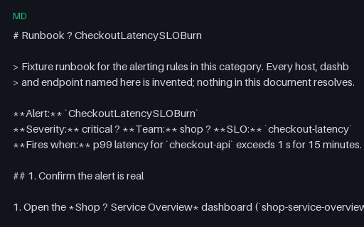 Preview of Incident Runbook: Checkout Latency SLO Burn (md)