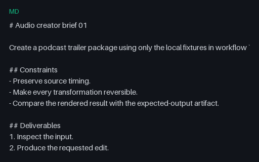 Preview of Audio Workflow 01: Creator Brief