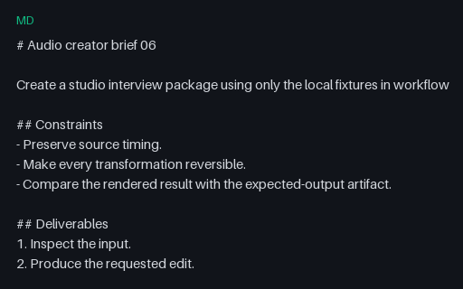Preview of Audio Workflow 06: Creator Brief