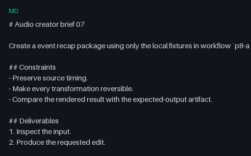 Preview of Audio Workflow 07: Creator Brief