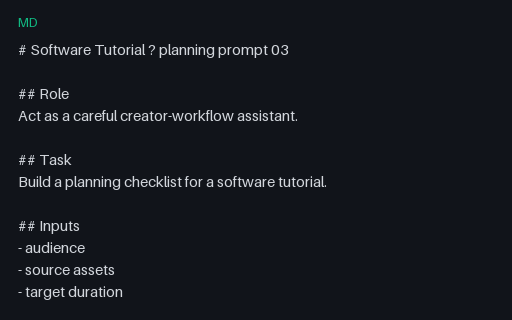Preview of Vendor-Neutral Software Tutorial Prompt 03