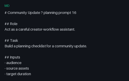 Preview of Vendor-Neutral Community Update Prompt 16