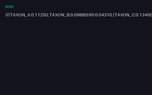 Preview of Newick Tree: Branch Lengths and Support Values (.nwk)