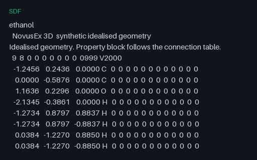 Preview of Ethanol: SDfile With Data Fields (.sdf)