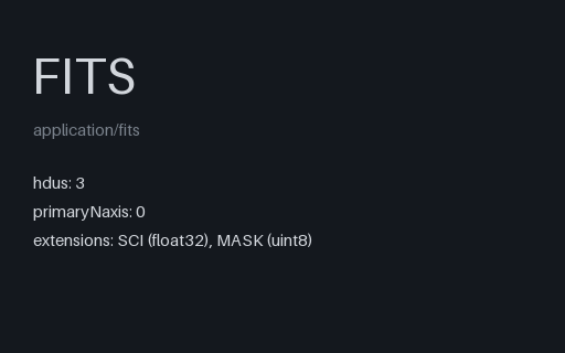 Preview of FITS Multi-Extension: Empty Primary plus SCI and MASK (.fits)