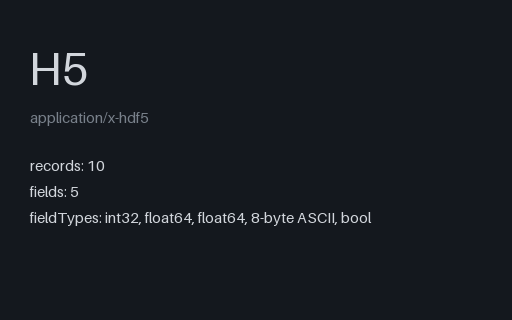 Preview of HDF5 Compound Record dtype: Mixed Field Types (.h5)