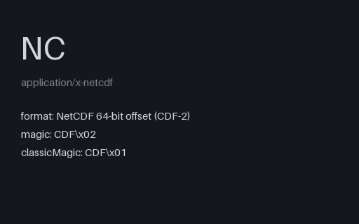 Preview of NetCDF 64-bit Offset Format: CDF-2 (.nc)