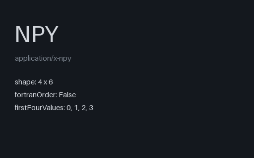 Preview of NumPy .npy: C Order (Row-Major) (.npy)