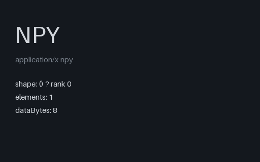 Preview of NumPy .npy: Zero-Dimensional Scalar (.npy)
