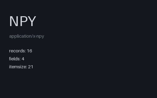 Preview of NumPy .npy: Structured Record Array with Units in Field Names (.npy)