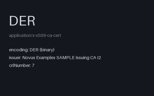 Preview of SAMPLE Certificate Revocation List (DER)