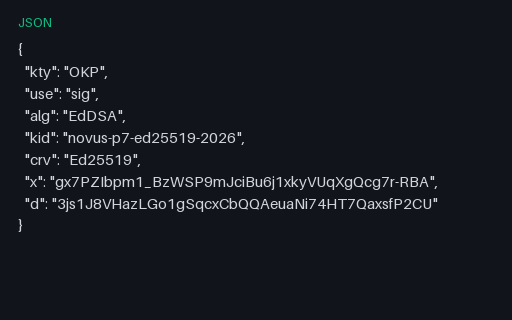 Preview of SAMPLE JWK: Ed25519 Private Key