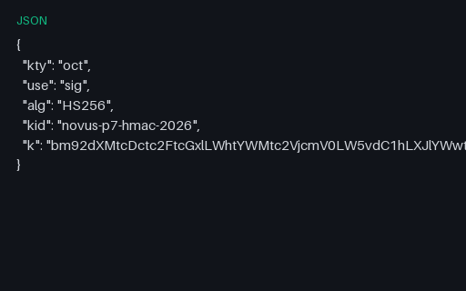 Preview of SAMPLE JWK: Symmetric oct Key