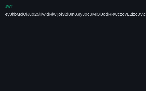 Preview of SAMPLE JWT: alg none, Unsigned