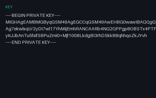 Preview of SAMPLE EC P-256 Private Key: PKCS#8