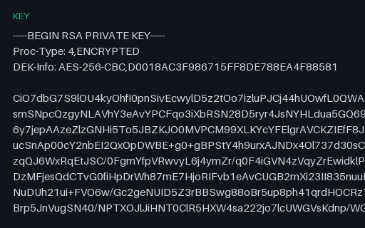 Preview of SAMPLE RSA Private Key: PKCS#1, Encrypted (DEK-Info)