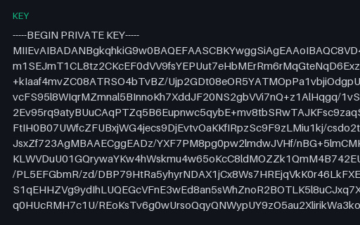Preview of SAMPLE RSA Private Key: PKCS#8, Unencrypted