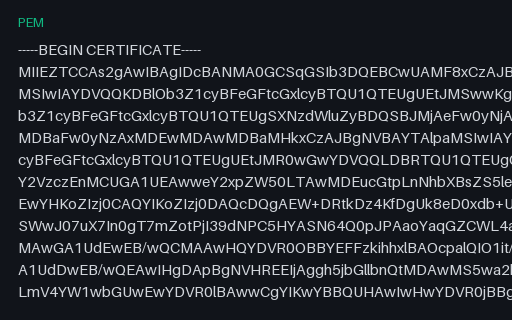 Preview of SAMPLE Client Authentication Certificate