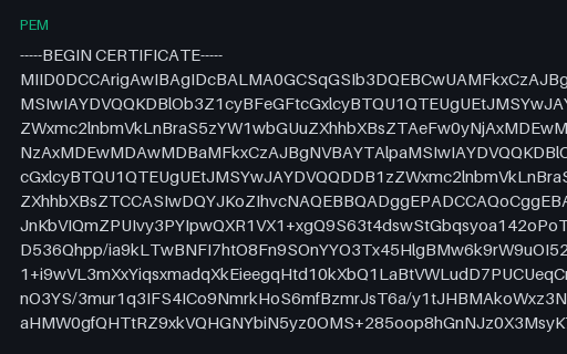 Preview of SAMPLE Leaf Certificate: Self-Signed