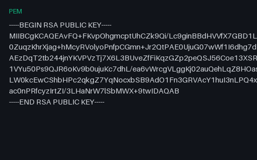 Preview of SAMPLE RSA Public Key: PKCS#1