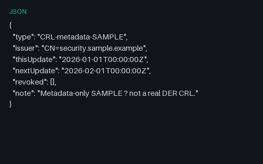 Preview of CRL Metadata JSON: SAMPLE