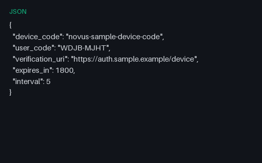 Preview of OAuth Device Code Response: SAMPLE