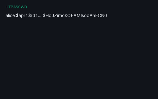 Preview of htpasswd (APR1 MD5): SAMPLE