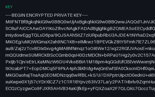 Preview of Encrypted PKCS#8 RSA Key: SAMPLE