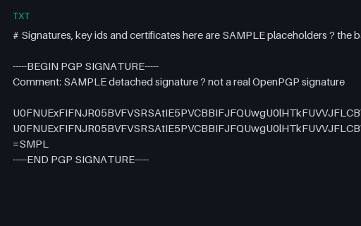 Preview of Detached Signature, ASCII Armor: SAMPLE Shape