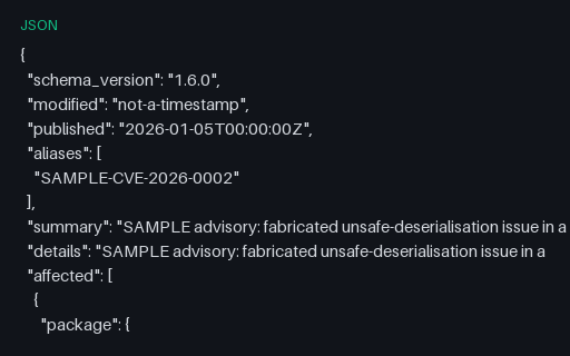 Preview of OSV Record With Schema Violations: Intentionally Invalid