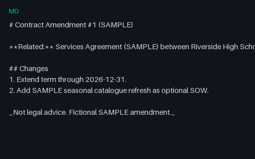 Preview of Contract Amendment (Markdown, SAMPLE)
