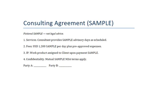 Preview of Consulting Agreement (DOCX, SAMPLE)