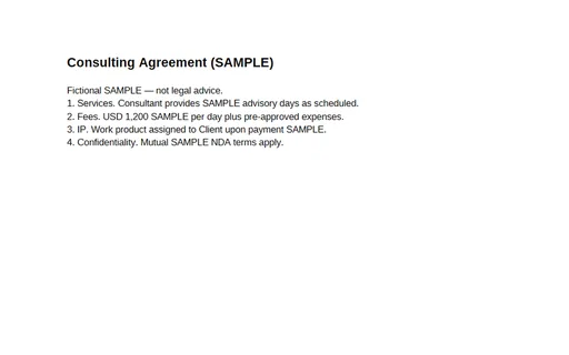 Preview of Consulting Agreement (PDF, SAMPLE)