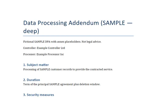 Preview of DPA Deep (DOCX, SAMPLE)