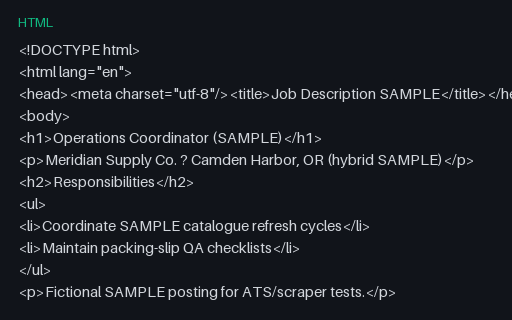 Preview of Job Description (HTML, SAMPLE)