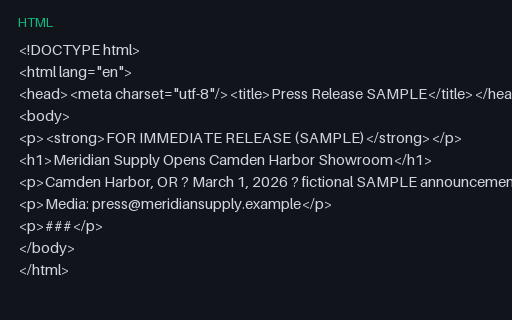Preview of Press Release: Showroom (HTML, SAMPLE)