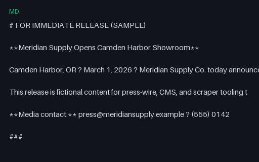 Preview of Press Release: Showroom (Markdown, SAMPLE)