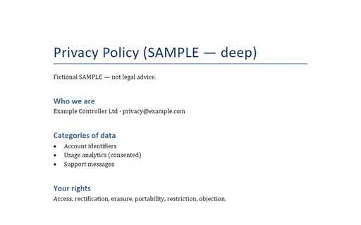 Preview of Privacy Policy Deep (DOCX, SAMPLE)