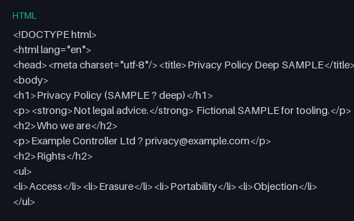 Preview of Privacy Policy Deep (HTML, SAMPLE)