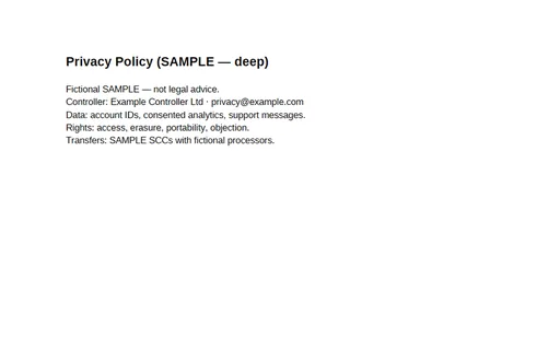 Preview of Privacy Policy Deep (PDF, SAMPLE)