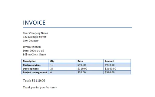 Preview of Invoice Template (DOCX)