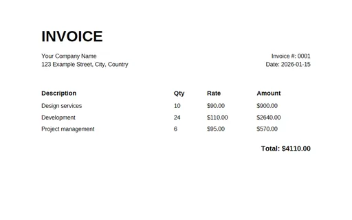 Preview of Invoice Template (PDF)