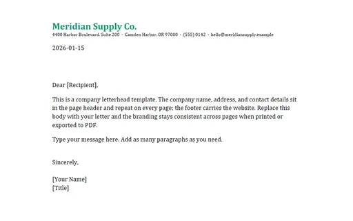 Preview of Company Letterhead Template (DOCX)